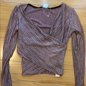 Metallic rose Zara wrap crop top